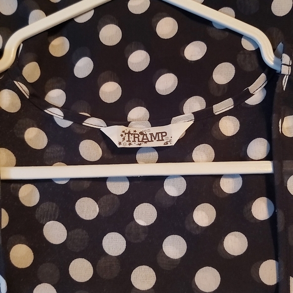 2/$25 DEEP BLUE POLKA DOT BLOUSE NEW BY TRAMP - Picture 3 of 3